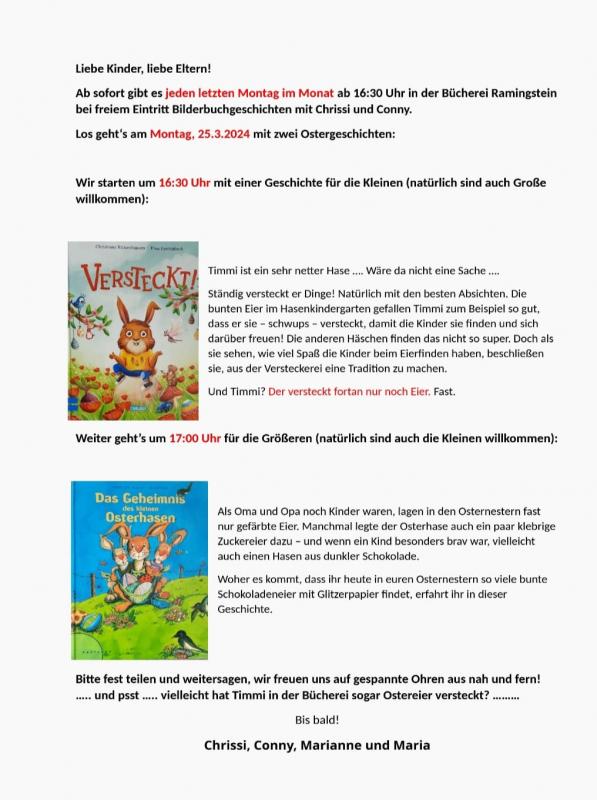 Bilderbuchgeschichte mit Chrissi & Conny